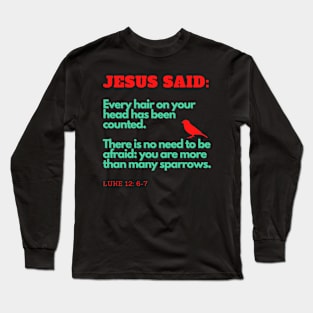 Jesus Said: More Than Many Sparrows Inspirational Lifequote Christian Motivation Long Sleeve T-Shirt